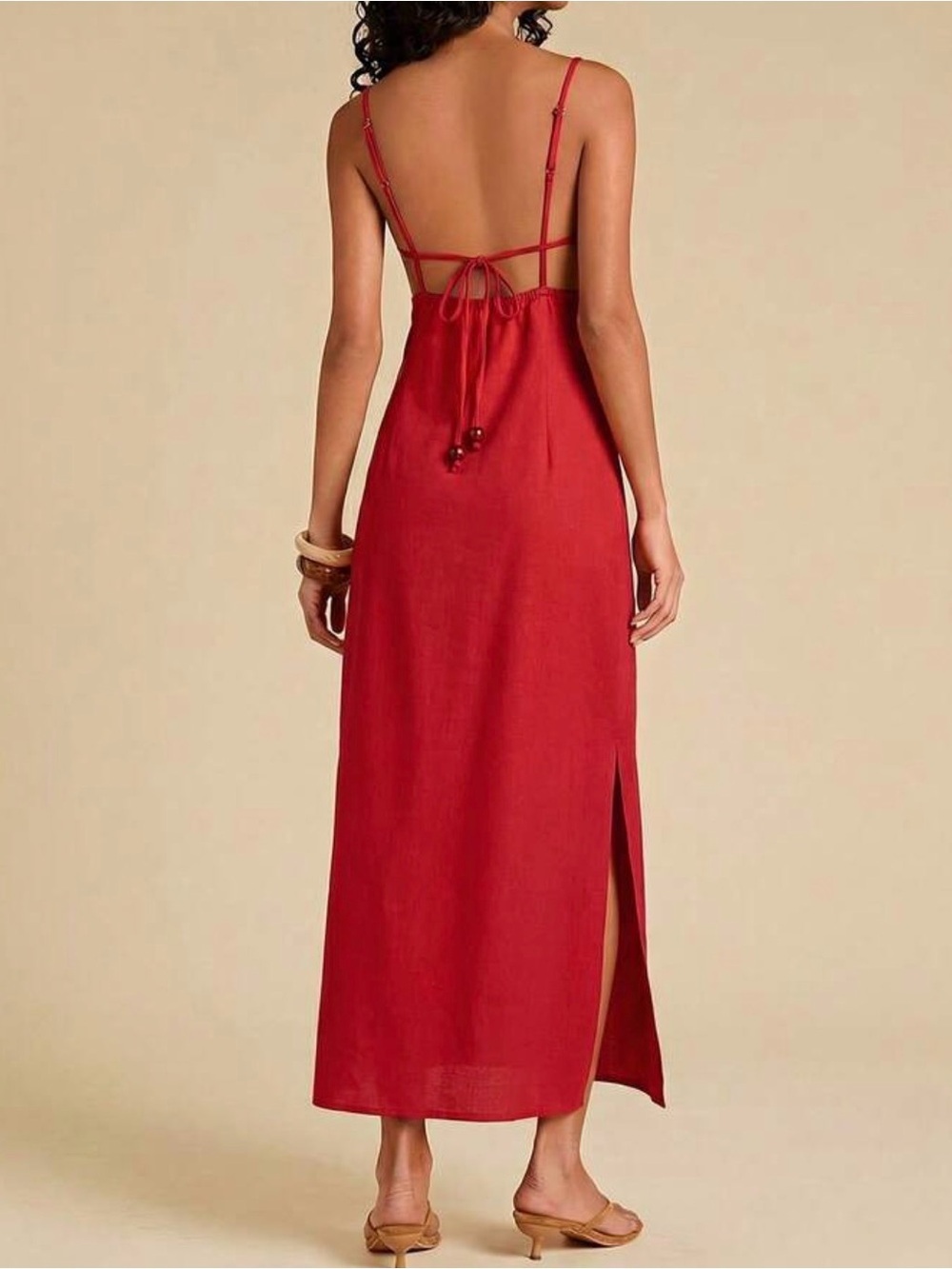 NEW Red Spaghetti-Strap Midi Dress - Picture 2 of 6